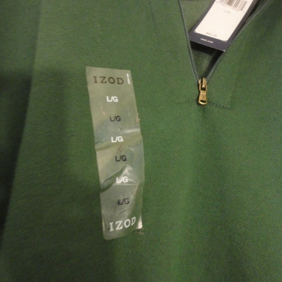 NWT Izod Green zip front Size L Pullover Shirt - Picture 6 of 7